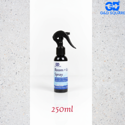 Room + Linen Spray 250ml bottle with black pump dispenser by G&D Square