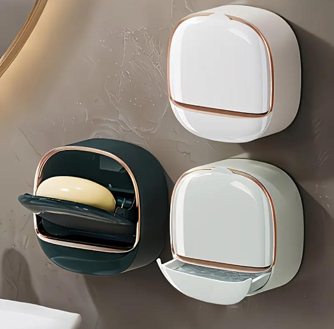 wall mounted soap dish by GnD square Wall-Mounted Flip Soap Dish with Drain Tray - Image 1